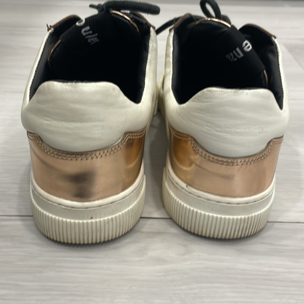 Proenza Schouler Black, Cream & Rose Gold Metallic Sneakers Size 36 - Picture 5 of 16